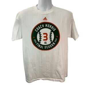 Adidas Coach Morris Final Season T-Shirt Size L White Graphic Tee Baseball #3